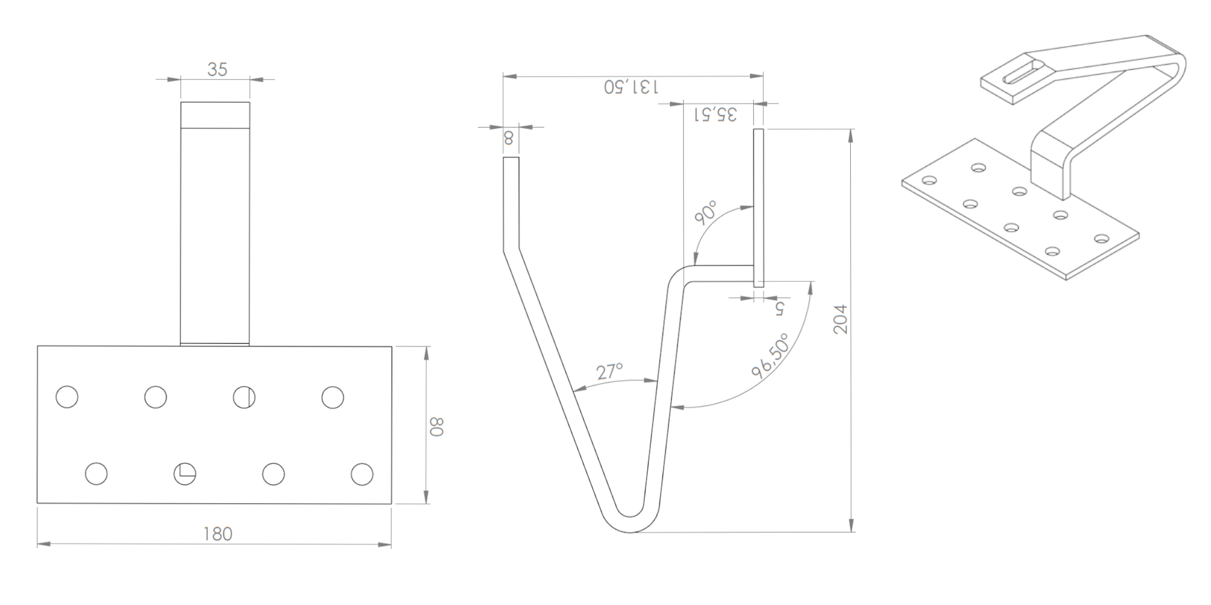 Strong Dachhaken (Edelstahl 35×8 | Schwerlast)