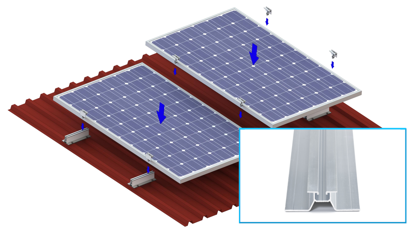 Photovoltaik Montageset | TrapezFix Pro | Kurzschienen mittel (2,5 cm hoch)
