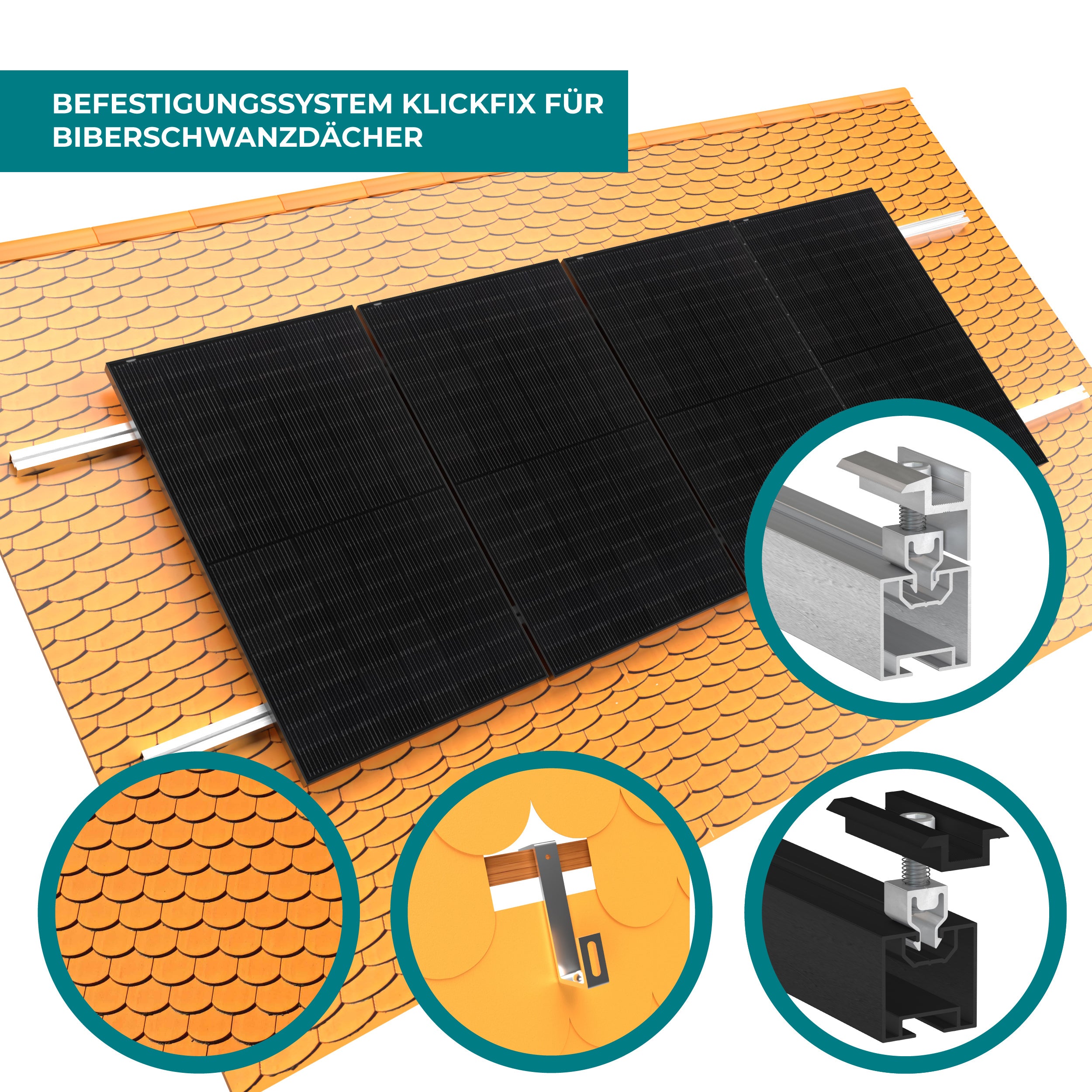 Photovoltaik Befestigung auf Biberschwanzdach