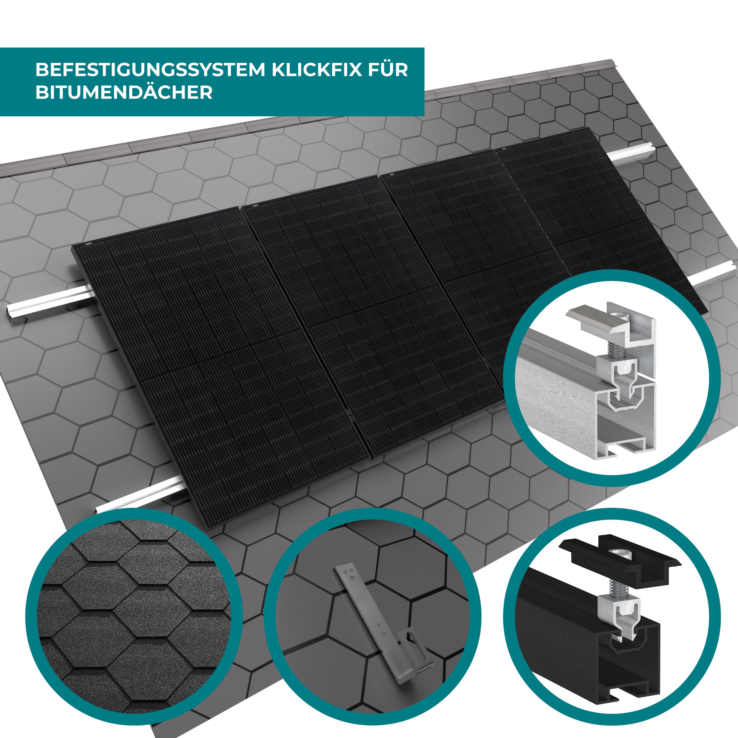 Photovoltaik-Befestigung auf Bitumen-Flachdach & -Schrägdach